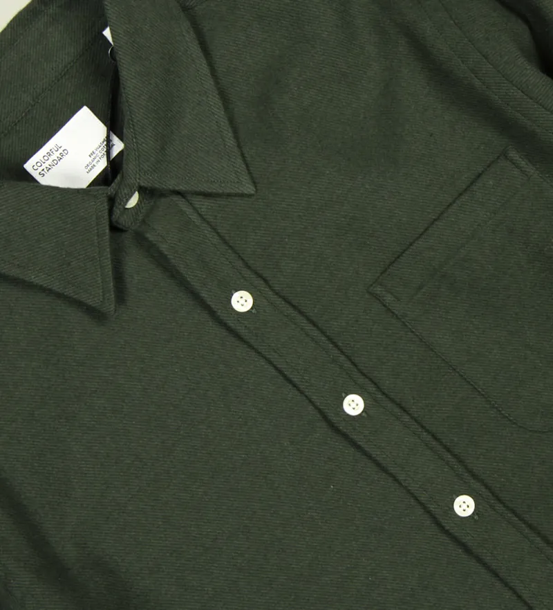 Colorful Standard Organic Flannel Shirt - Hunter Green-1